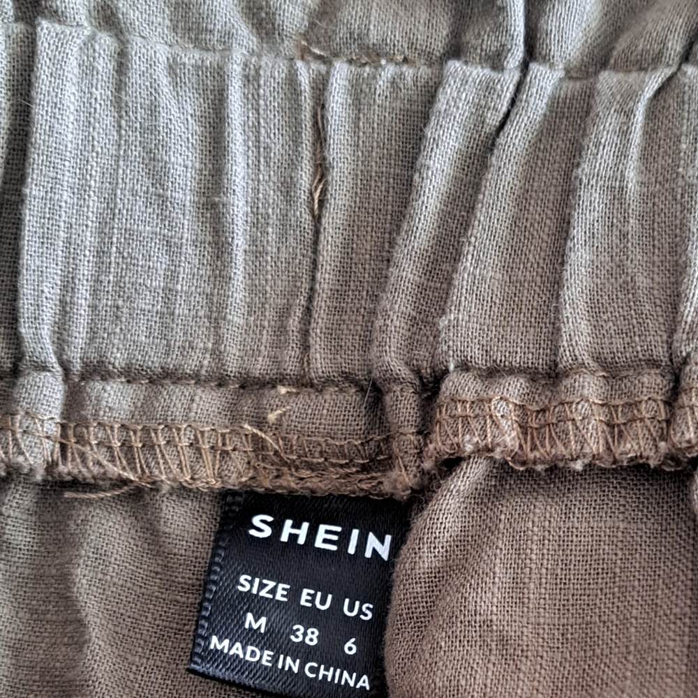 SHEIN Paperbag Waist Trousers Olive Green Brown Size 6 NWOT - Picture 11 of 12